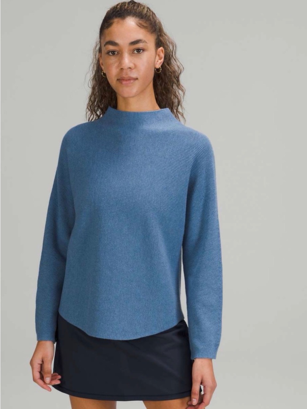 Lululemon Boxy Cotton-Blend Pullover Sweater Blue XS/Small